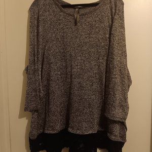 Grey sweater with lace trim